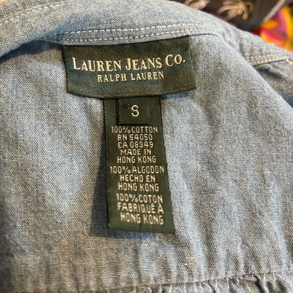 Lauren Jeans co. Ralph Lauren denim ruffle button up size small - Picture 6 of 6